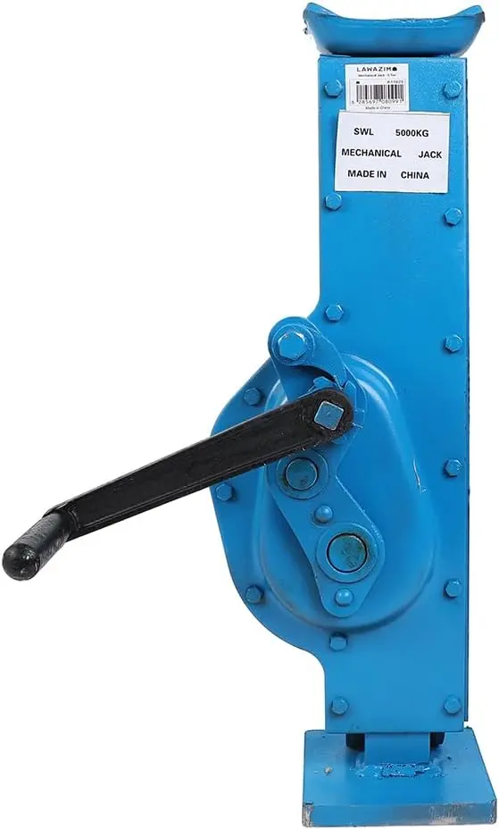 Mechanical Jack-5Ton- Heavy-Duty Rotatable Handle Rack and Pinion Jack with Strong Plate and Adjustable Height Manual Lifting Device for Vehicle Repair Off-Road Warehouse Machinery Maintenance