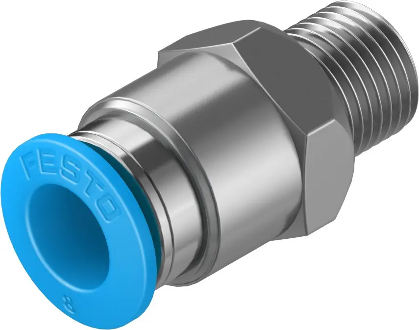 QS-1/8-8 Straight Push-In Pneumatic Fitting, R1/8 Male Thread × 8 mm Tube