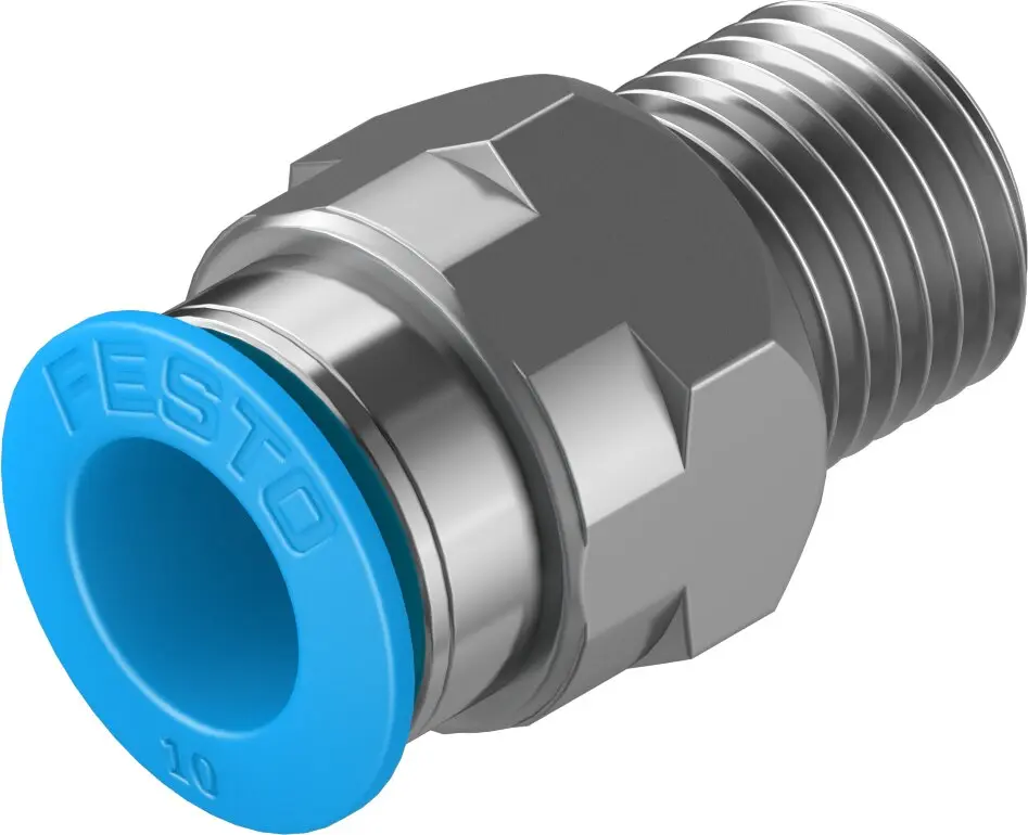 QS-1/4-10 Straight Push-In Pneumatic Fitting, R1/4 Male Thread × 10 mm Tube