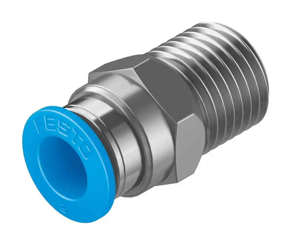 QS-1/4-8 Straight Push-In Pneumatic Fitting, R1/4 Male Thread × 8 mm Tube