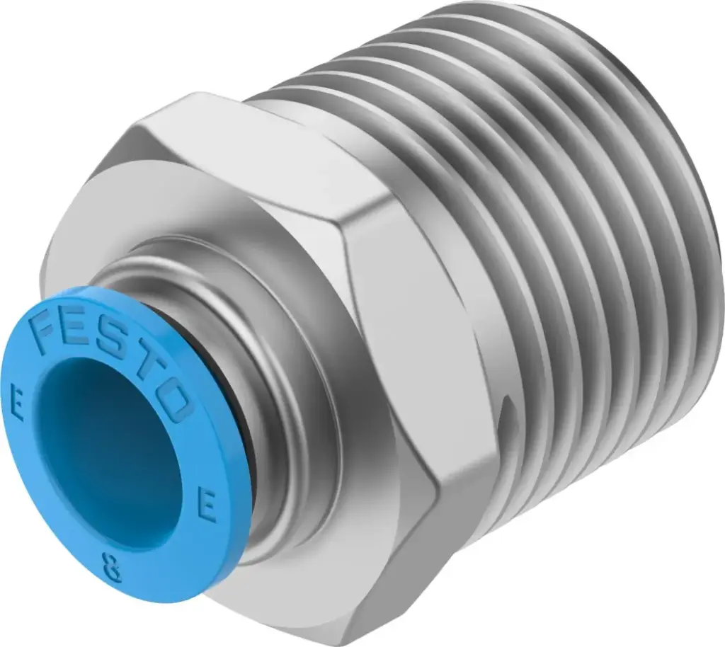NPQE-D-R12-Q8-P5 Straight Push-In Pneumatic Fitting, R1/2 Male Thread × 8 mm Tube