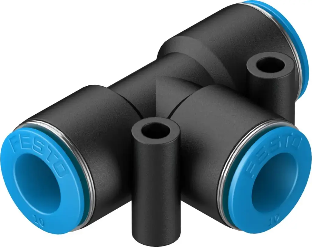 QST-10 Pneumatic Push-In Tee Connector, 10 mm Tube
