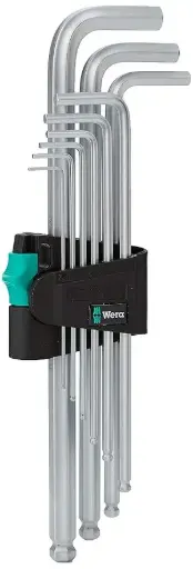 [TO-01-018] Wera 05073391 001 950/9 Hex-plus 9 Long Piece Chrome L-key
