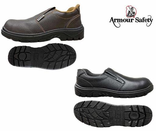 [FS-02-010] Safety Shoes Armour Slipon Steel Toe Black Brown