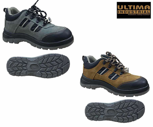[FS-02-014] Safety Shoes Ultima Shock Steel Toe Brown Grey