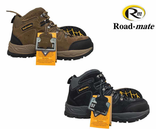 [FS-02-017] Safety Shoes Roadmate Steel Toe Brown Grey High Ankle