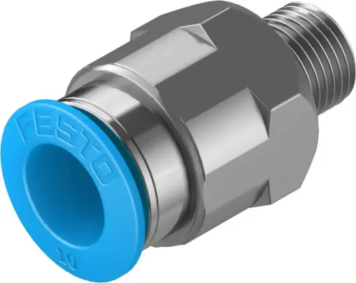 [PN-04-017] QS-1/8-10 Straight Push-In Pneumatic Fitting, R1/8 Male Thread × 10 mm Tube