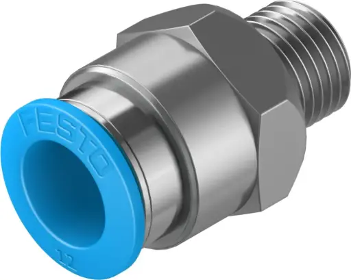 [PN-04-019] QS-1/4-12 Straight Push-In Pneumatic Fitting, R1/4 Male Thread × 12 mm Tube